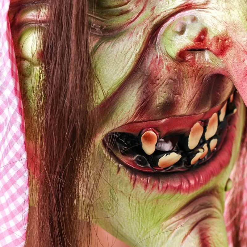 Full Face Scary Scarf Wrinkles Old Witch Latex Female Mask Horror Masquerade Adult Ghost Halloween Props Costumes Fancy Dress   (7)