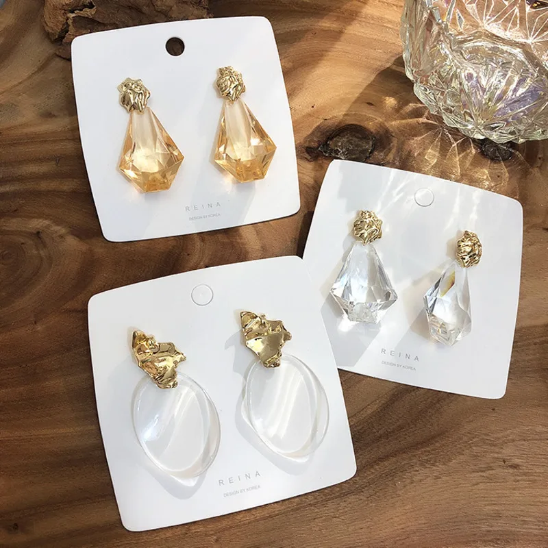 

Korean Earrings Fashion Women Ear Rings 2019 Geometric Transparent Earrings Acrylic Irregular Hypoallergenic National Jewelry