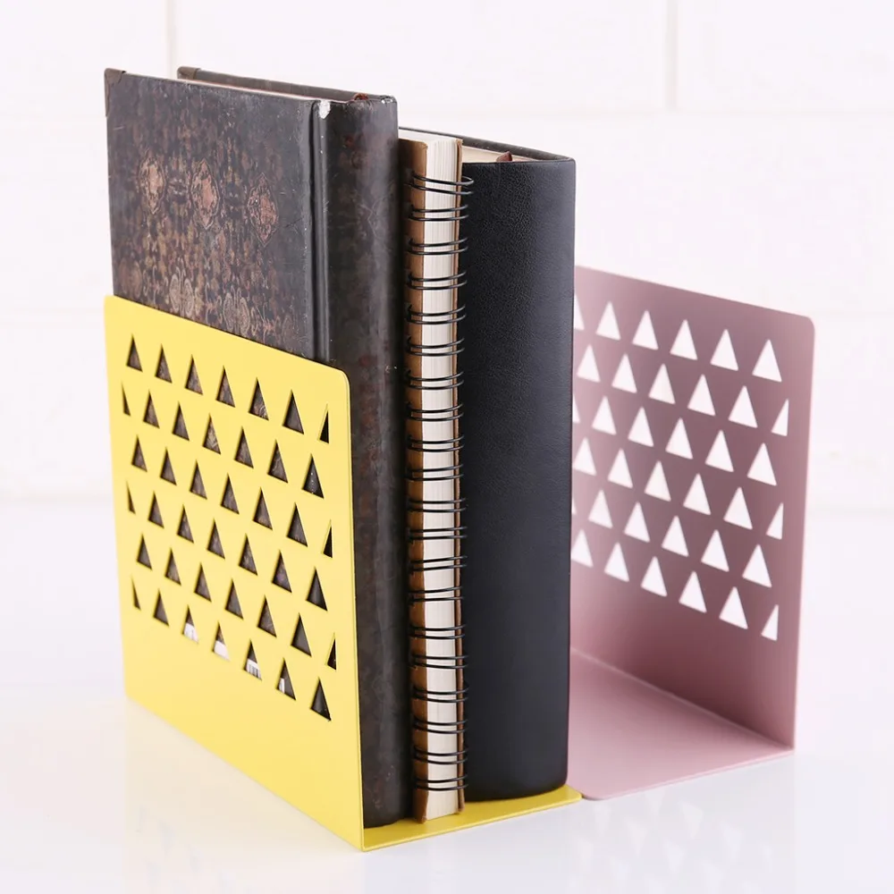 

Metal Hollow Desktop Organizer Bookends Book Ends Support Stand Holder Shelf Bookrack Home Office Supplies J