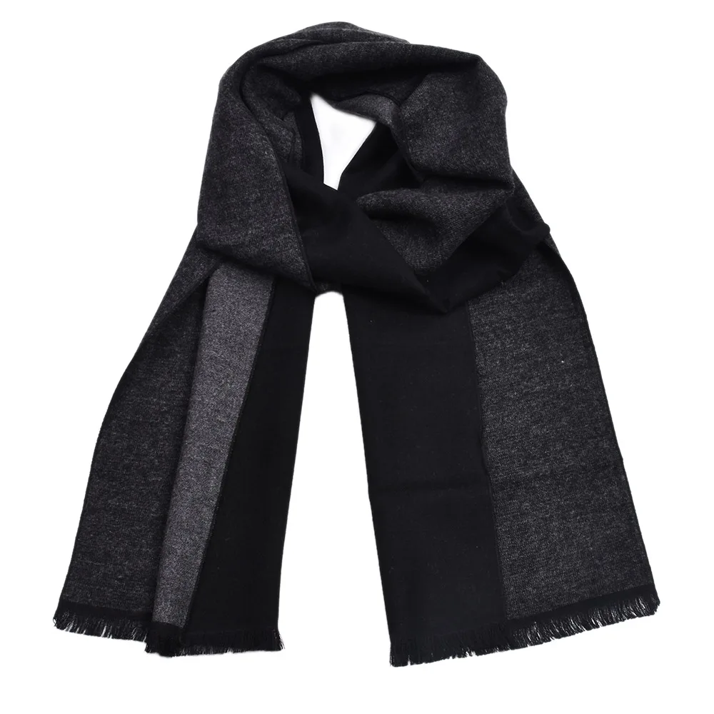 Элитный бренд Черный Серый Зимняя мода мужские шарфы толстые длинные мягкие теплые полоса контрастного цвета вискоза кашемира шарф