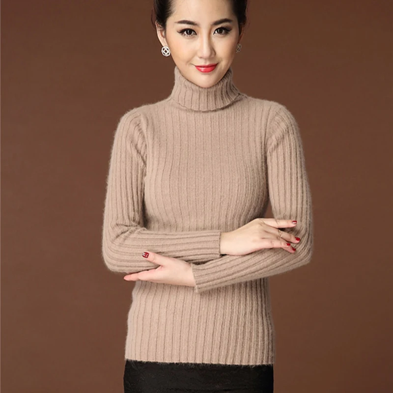 

Mink Sweater Female Pure Marten Velvet Mink Sweater Turtleneck Thickening Basic Shirt Slim Cashmere Sweater Short Medium-long