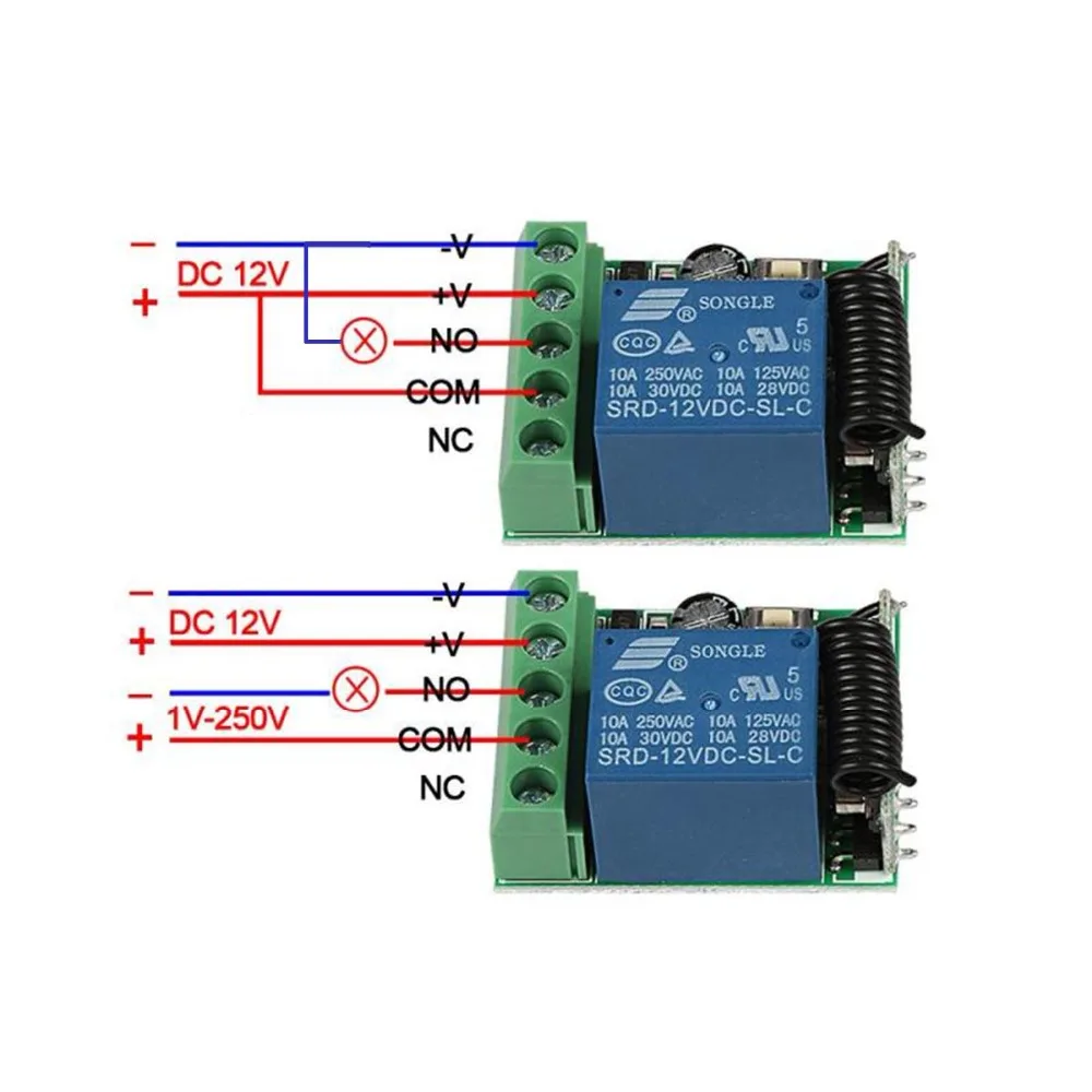 QIACHIP 433 MHz универсальный Беспроводной удаленного Управление переключатель DC 12 V 1 канал РФ реле приемника 433 MHz модуль приемника для выключателей света