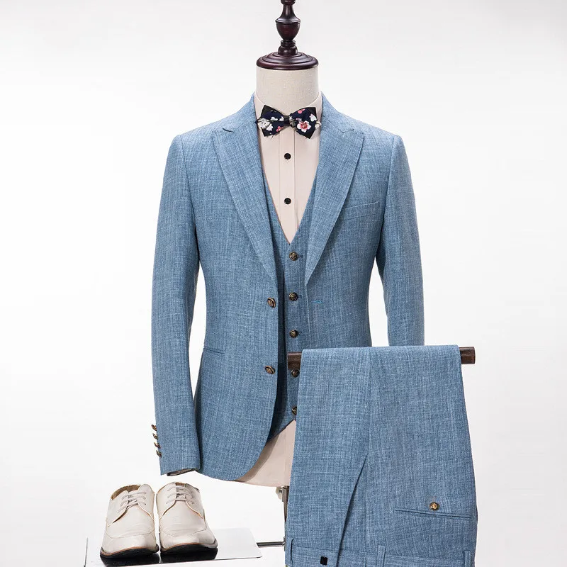

RUELK 2018 Men's Suits Set Men's Business Formal Suit Jacket + Vest + Pants Three-Piece Set Wedding Groom groomsmen Clothing