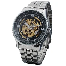 SHENHUA Steampunk Watch Male Clock Automatic Mechanical Skeleton Men’s Wrist Watch Stainless Steel Band Relogio Masculino