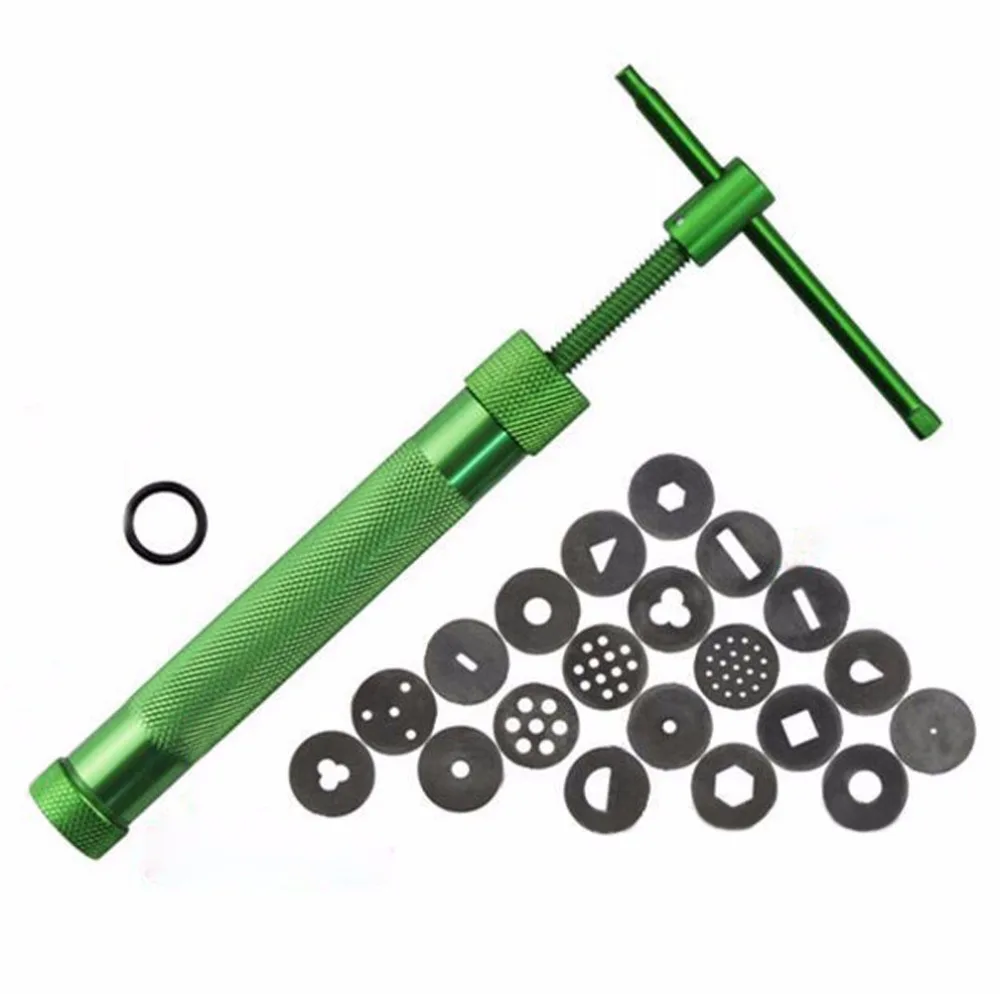 

Rotating Polymer Clay Kit Tool Green Clay Extruders Sculpture Gun Clay Sugar Paste Extruder Fondant Cake Sculpture Gun Tools