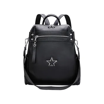 

9068 Fashion Leather Shoulder Bags Women Multi-functional Large-capacity Travel Backpack Joker Cowhide Leather Women's Bag