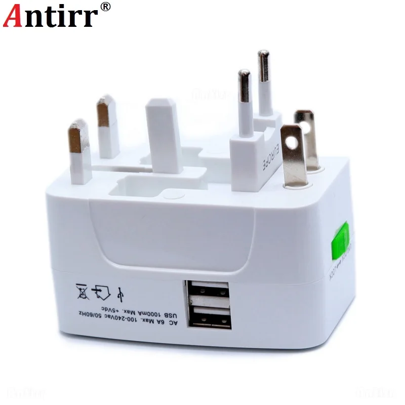 Универсальный международный адаптер с разъемом Все в одном 2 usb порта для
