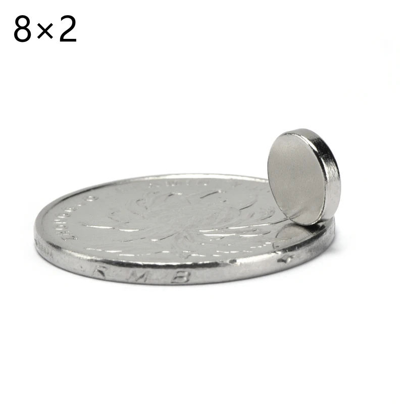 50 шт. оптом небольшой круглый NdFeB дисковый магнит диаметр 8 мм x 2 мм сильный редкоземельный магнит Неодим-железо-бор 8*2 мм