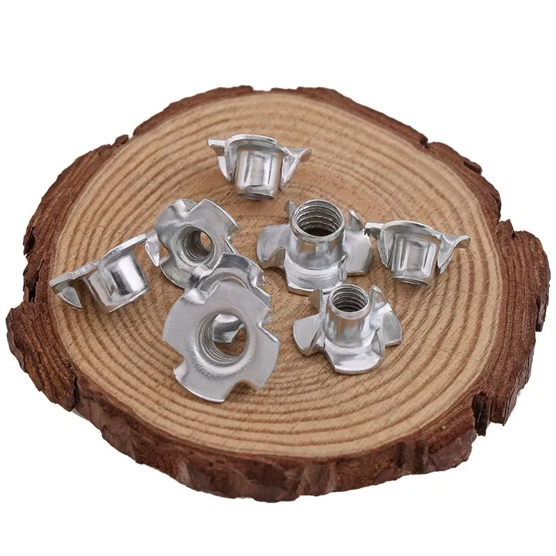 

10pcs M3 M4 M5 M6 M8 M10 M12 Zinc Plated Four Claws Nut Speaker Nut T-nut Blind Pronged Tee Nut Furniture Hardware