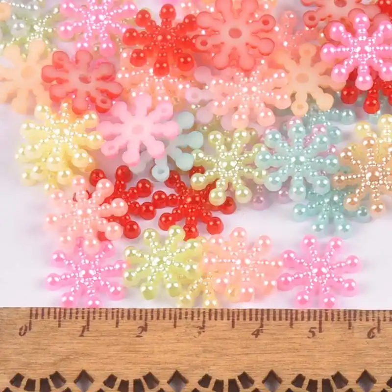 25 Mixed Colorful Snowflake Acrylic Spacer Beads Jewelry Findings