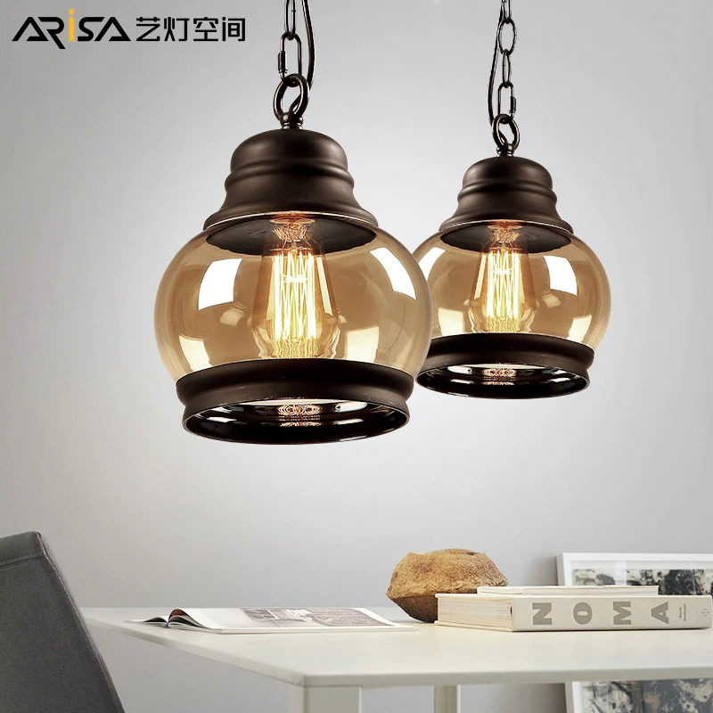 

LED Nordic Cafe Hanging lighting Novelty living room fixtures bar Retro iron suspended lamps dining room Pendant Lights