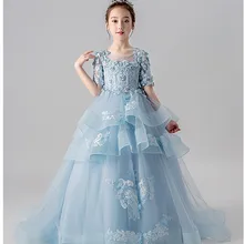 Кружевное платье принцессы для маленьких девочек; свадебное платье для маленьких девочек; Детские праздничные платья для маленьких От 2 до 12 лет на день рождения
