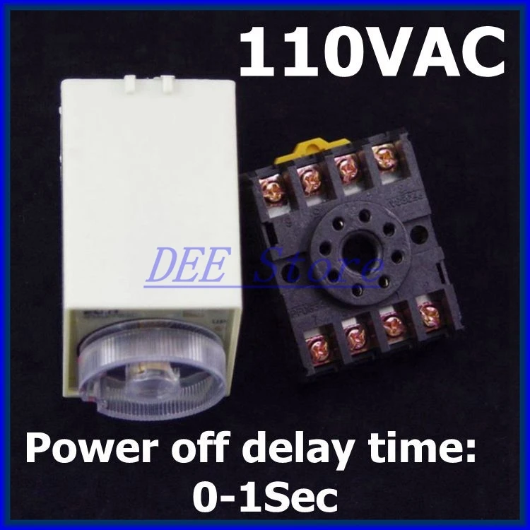 

110VAC Power off delay time ST3PF Relay 0-1 second with Socket Base PF083A