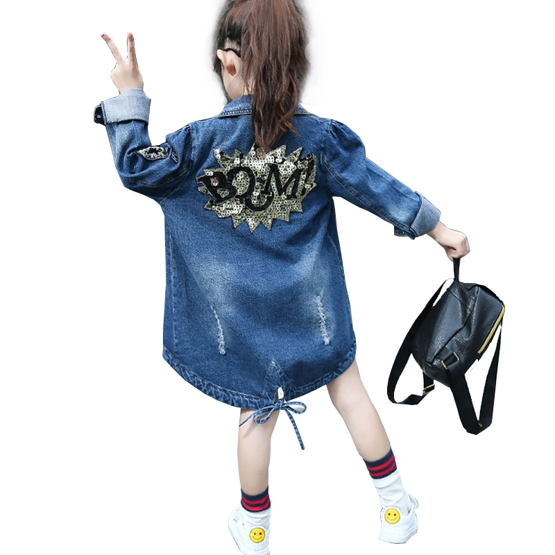 

2019 New Winter Children's Denim Jackets for Girls Long Clothes Girl Kids Thick Warm Outerwear Coats Denim Cotton Hooded Jacket