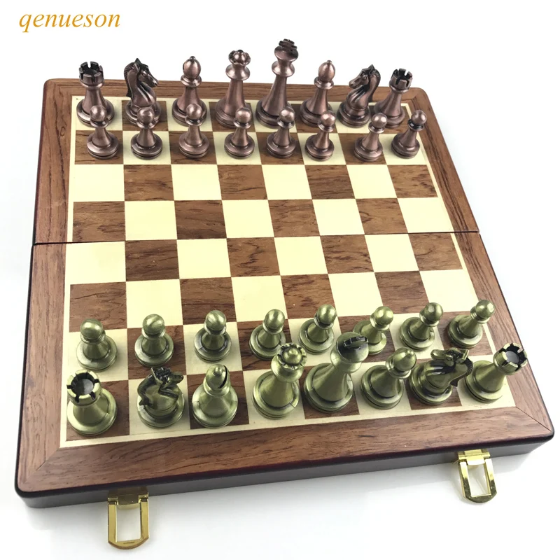 チェス,結婚式,チェス,高品質のチェスセットを備えたクラシックな木製合金ボード,6.7　cm　AliExpress