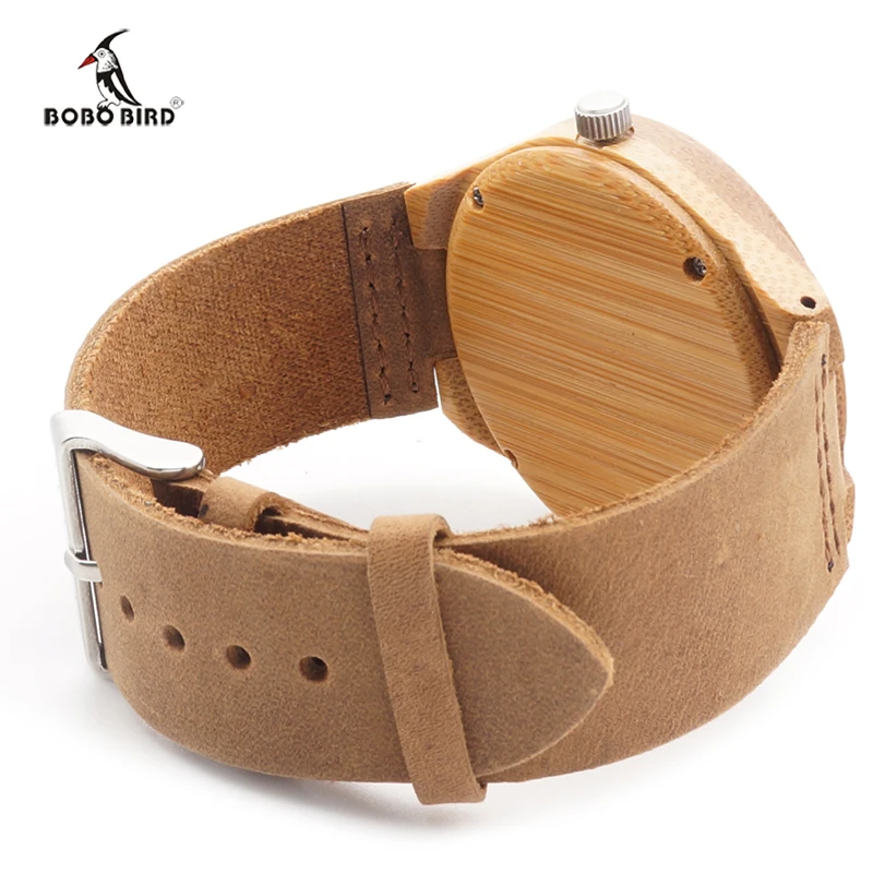 BOBO BIRD 2017 Mens Watches Brand Luxury Quartz Wooden Wristwatch Leather Strap Male Bamboo Watch relogio masculino