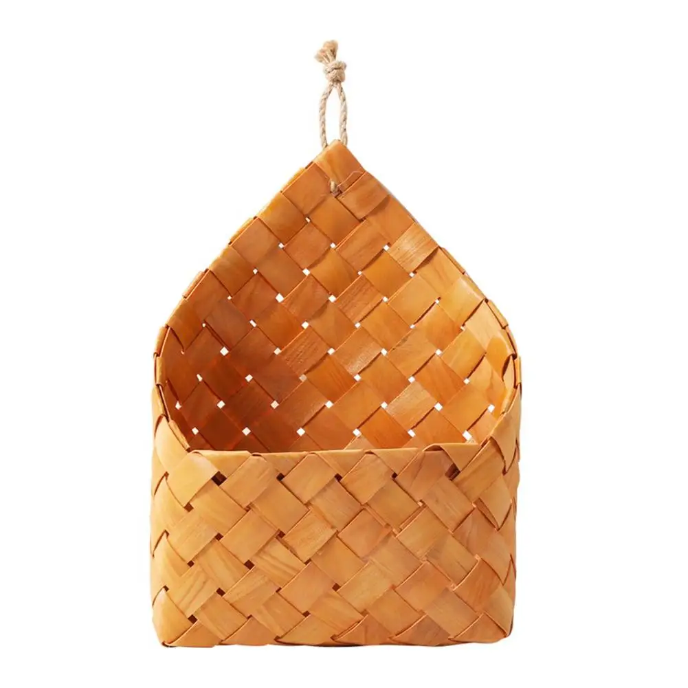 

1Pcs Natural Fir Handmade Woven Baskets Flower Tableware Container Kitchen Wall Hanging Flower Pot Letter Box Storage Basket