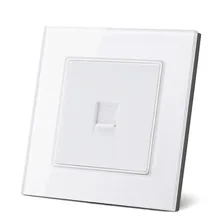 1 банда, роскошная стеклянная панель, телефонная розетка, электрическая розетка, переключатель