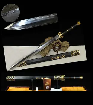 

Hand-forged Double Edge Chinese Sword Han Jian T10 Steel Folded Steel Sharp High Quality Copper Accessories ebony Sheath