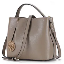 Neue Marke Echtes Leder Tasche Mode Eimer Rindsleder frauen Handtaschen Schulter Crossbody Taschen Hochwertigen Luxus Leder Tote