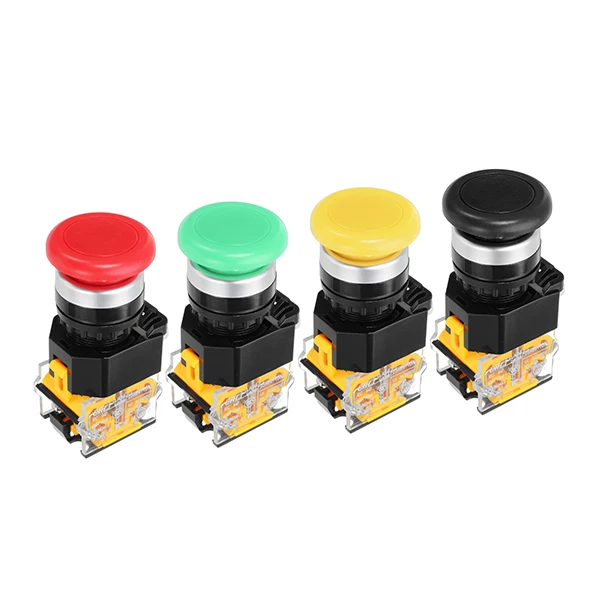 

Momentary Push Button Switch Big Mushroom Cap Self-reset No Lock Round 1NO1NC Waterproof Switches 24-500V