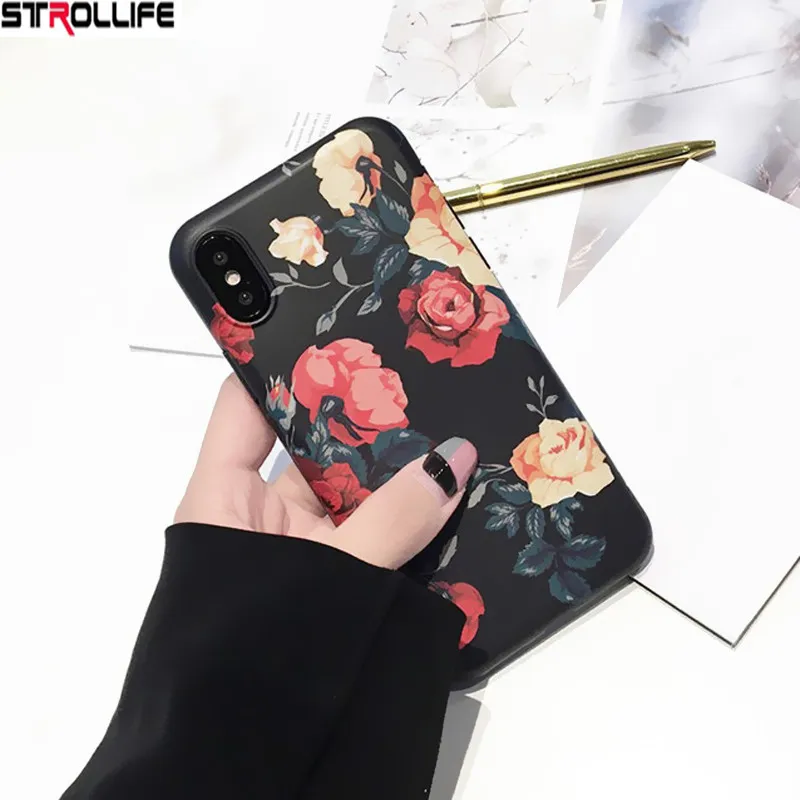 STROLLIFE Retro Vintage Flower Phone Cases For iphone X case Artistic
