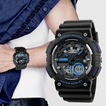 Мужские Военные Спортивные часы для улицы 2 времени EL цифровые наручные часы силиконовые Дата Будильник на неделю водонепроницаемые Relogio Masculino