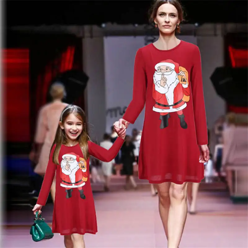 

Autumn Winter Christmas Dress Family Clothing Matching Mother Daughter Dresses Mommy And Me Clothes Pajamas Girl Outfits Look