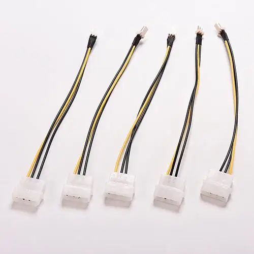 Лучшие продажи 5 шт. 4-контакт Molex/IDE до 3-контактный Процессор случае вентилятор Мощность Соединительный кабель адаптер 20 см