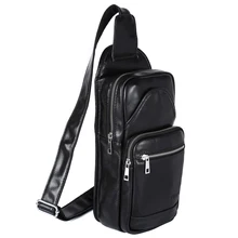 2017 hot sale Handmade Casual 100% genuine leather black bag fashion chest cross body sling messenger bag for men 3116