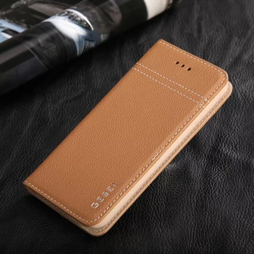 

New Arrival Luxury Original Brand GEBEI Genuine Leather Flip Unique Magnet Design Stand Case Cover For iPhone 6 6S
