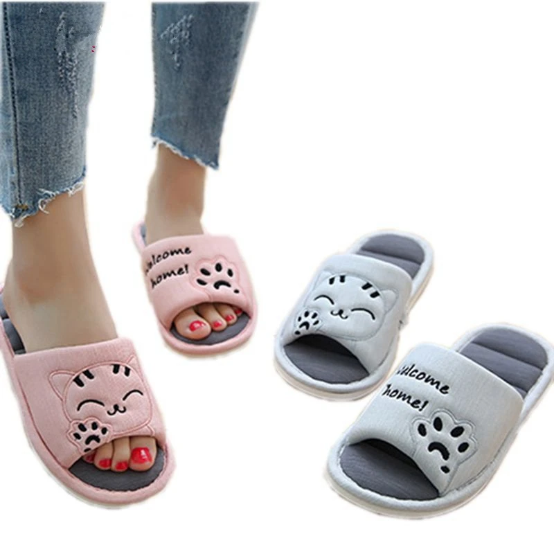 

MIUBU Cartoon Cat 2019 Women Flip Flops Lovers Couple Slip Comfortable Slippers In Home Slippers Sandals Platform shoes