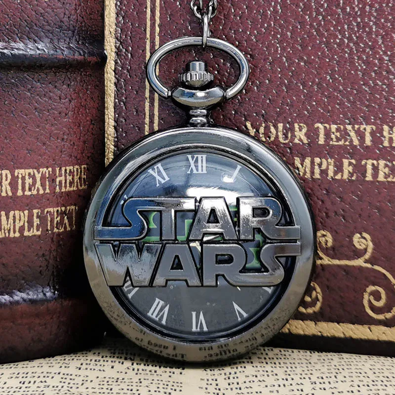 

Retro Bronze Star Wars Hollow Quartz Pocket Watch Necklace Vintage Fob Pendant Clock With Chain Marvel Movie Men Children' Gift