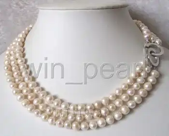 

NEW long 50" 8-9mm baroque white freshwater pearl necklace
