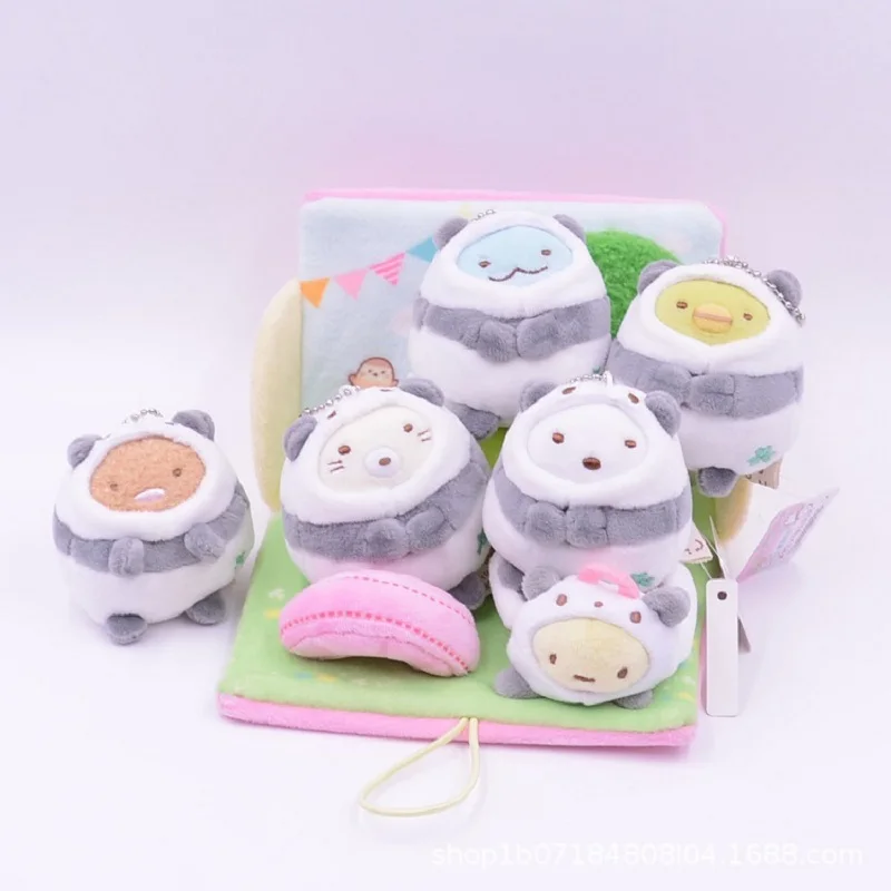 6 шт./компл. Kawaii Сан-х Sumikko Gurashi углу био обратились к пандой японский аниме плюшевая игрушка чучело Животные куклы кулон подарок для девочки