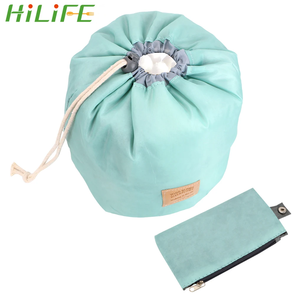 

HILIFE Pull Rope Organizer Cylinder Shaped Travel Cosmetic Bag Waterproof Storage Bag Multifunction Nylon Cloth Large Capacity