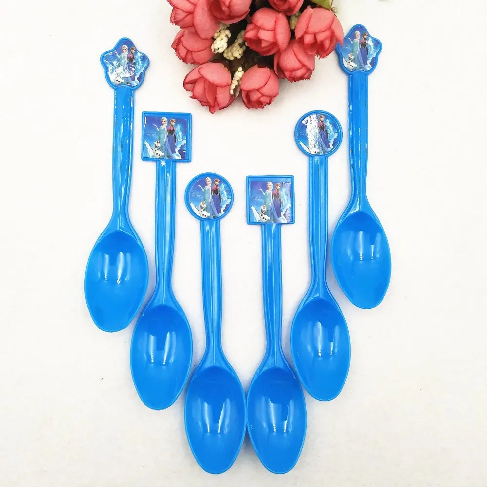 

10pcs/set Frozen Elsa and Anna Babyfavor Cartoon Supplies Disposable Plastic Spoons Birthday Decoration Kids Favors Set