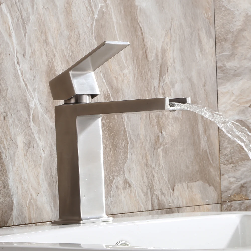 LEAD-FREE kes الشلال بالوعة الحمام الحنفية sus 304 الفولاذ المقاوم للصدأ بالوعة الغرور صنبور غرفة نحى ، L3160A-2