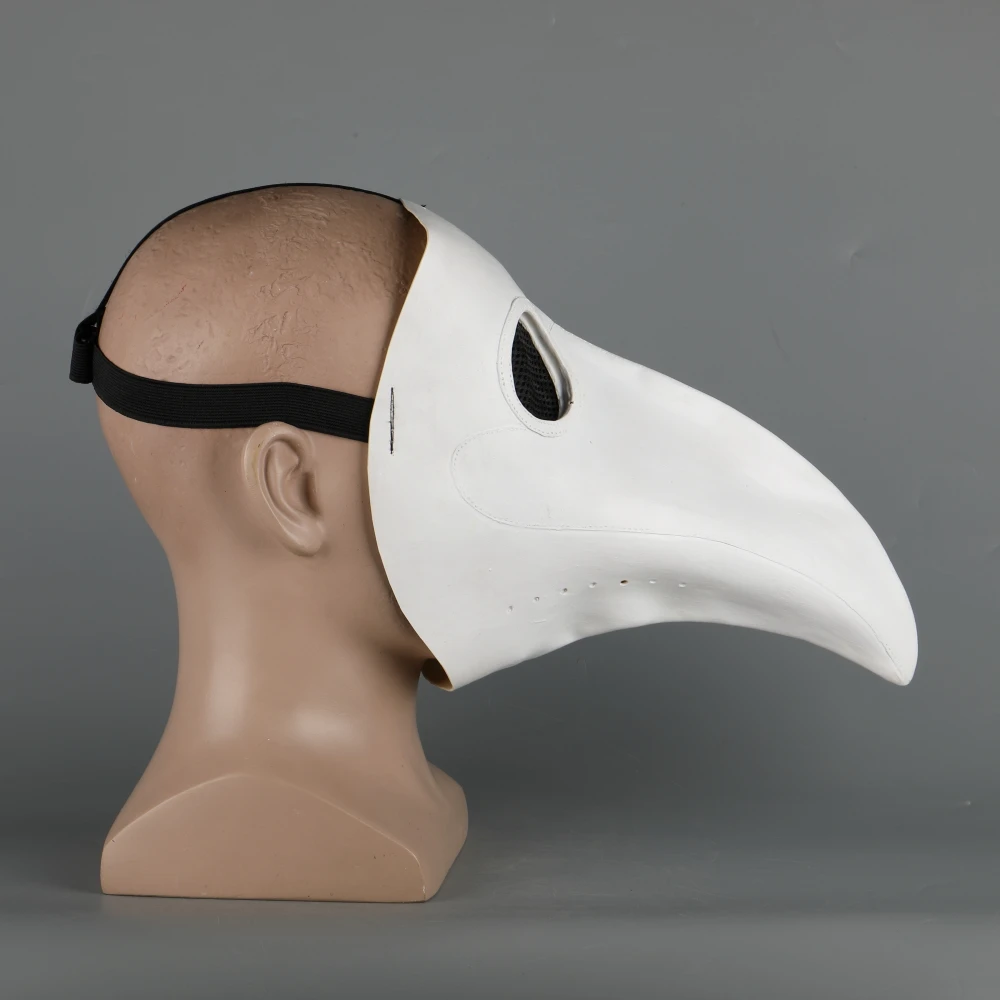 Plague Doctor Mask Beak Mask Long Mouse Cosplay Fancy Mask Gothic Retro Rock Leather Halloween Beak Mask White (4)
