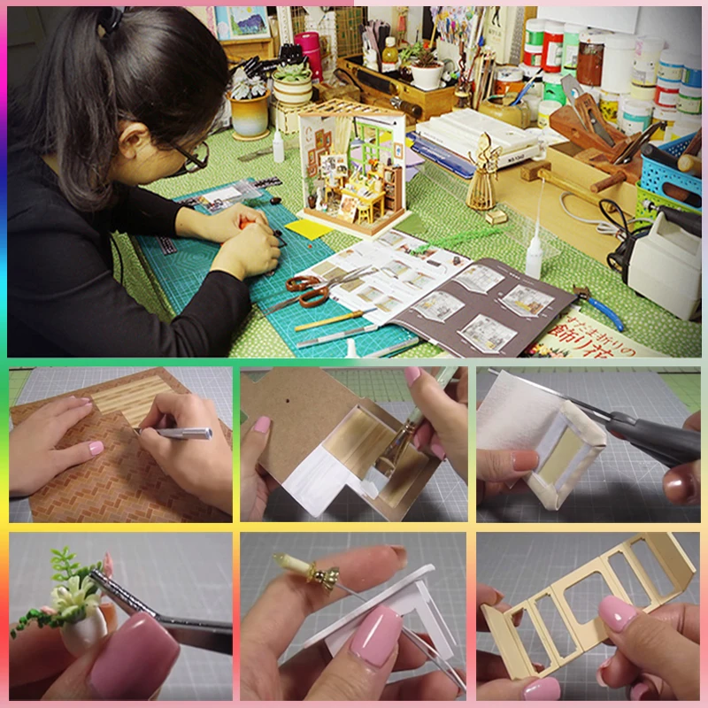 Muñeca casa miniatura DIY casa de muñecas con muebles de casa de madera juguetes para niños Regalo de Cumpleaños A066