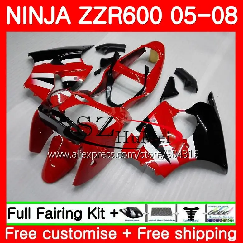 

Bodywork For KAWASAKI NINJA ZZR-600 ZX 600CC ZX600CC 14SH16 ZZR 600 05 06 07 08 ZZR600 2005 2006 2007 2008 Fairing TOP red black