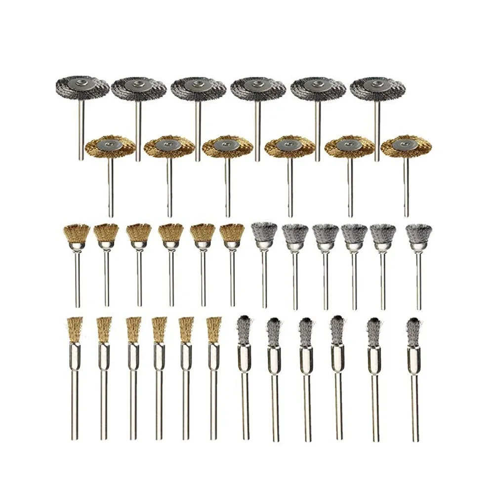 

36pcs/lot Steel Wire Brushes Polishing Wheel Brush Tools Mini Brushed Burr Welding Metal Surface Pretreatment Grinder Tool set