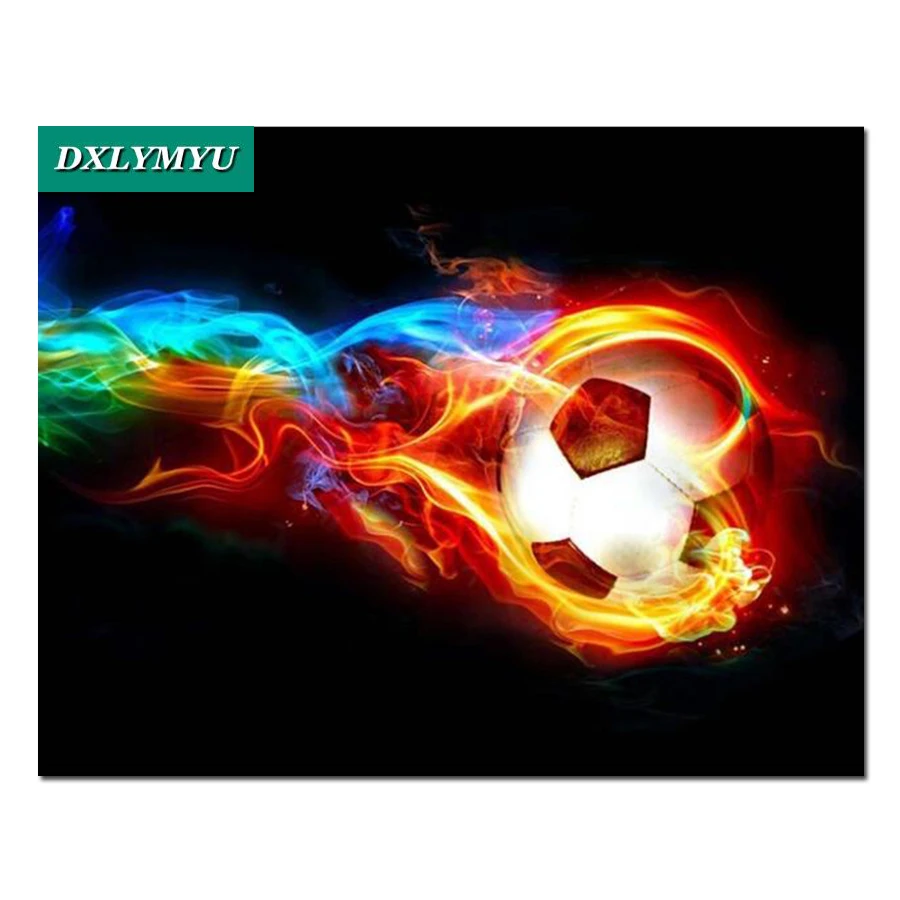 #*Cheap 3D Diy Diamond Painting Kit Cross Stitch Needlework Flame Football Drill Diamond Embroidery scenic Picture Of Rhinestones gift