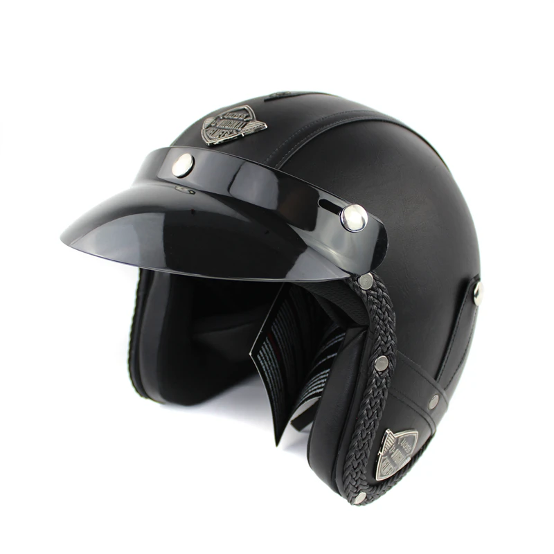 VOSS Retro Jet Helmets Black Adult Open Face Scooter Helmet For Adults