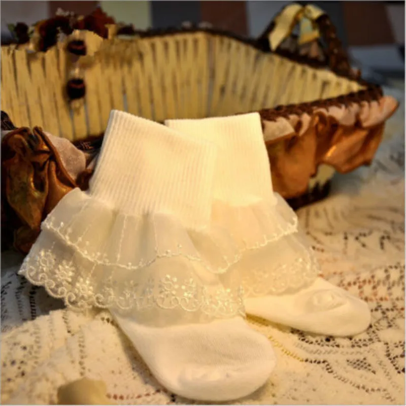 

Newborn Infant Toddler Baby Girl Princess Socks Non-Slip Lace Cotton Socks Shoes