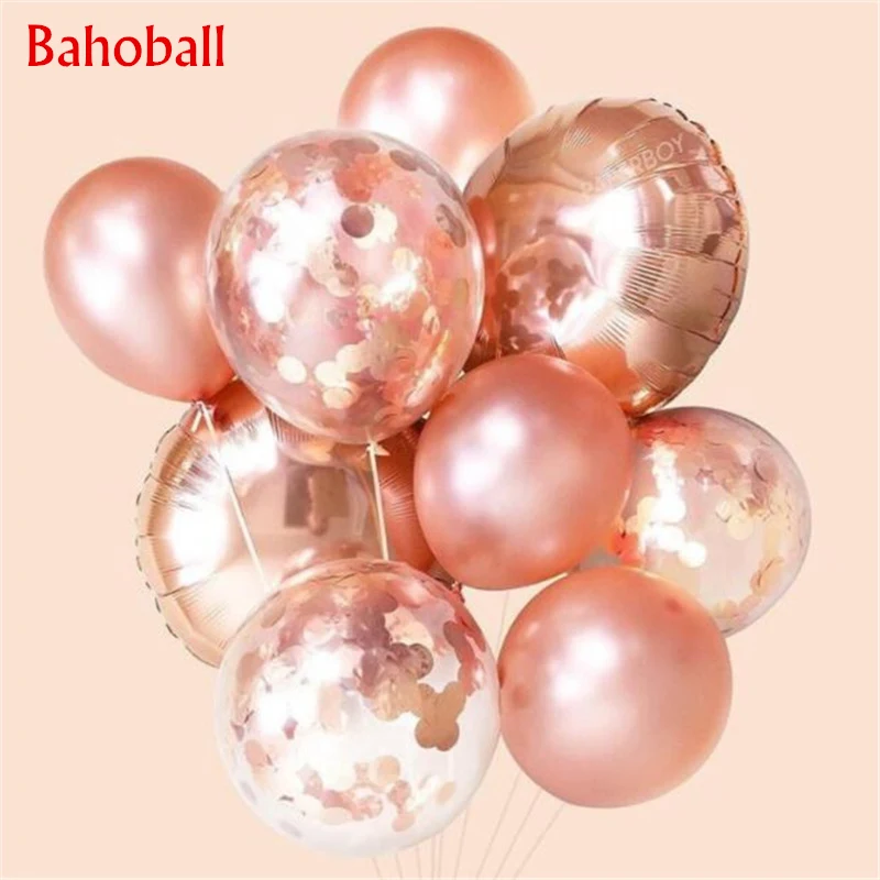 

Rose Gold Confetti Latex Balloons Heart Balloon Foil Champagne Star Balloons Wedding Party Decor Birthday Party Decoration Kids