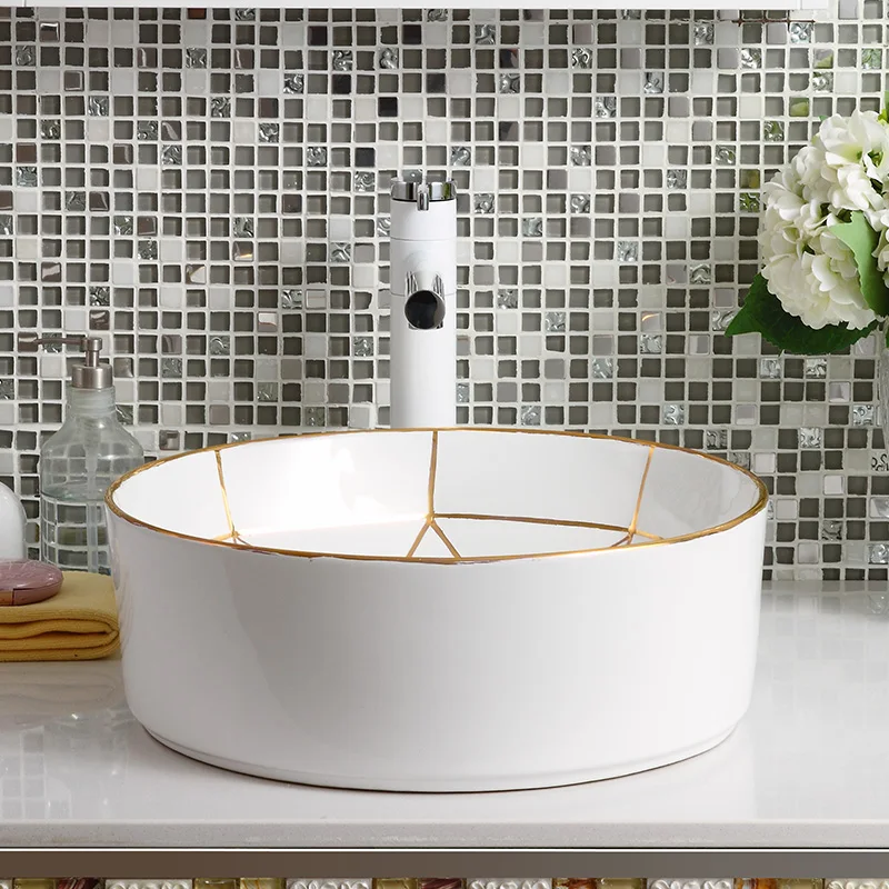 Китайский ручной работы Современный художественный белый сосуд раковина керамическая ванная раковина на заказ ванная раковина круглая белая