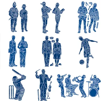 

Doctor Policemen Sportsman Musician Metal Steel Cutting Dies 2019 New Stencil For DIY Scrapbooking Photo Cards Embossing Die