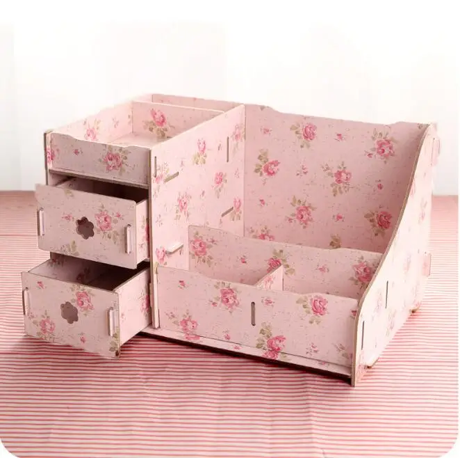 Kawaii New Diy Wood Makeup Organizer Jewelry Cosmetic Organizer