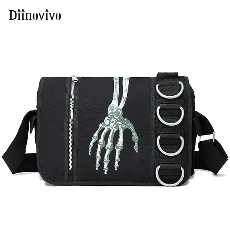 

DIINOVIVO Fashion Skeleton Hand Shoulder Bags Designer Female Travel Leisure Canvas Bag Women Punk Bags Fashion Handbag WHDV0335